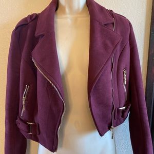 Lulu’s Burgundy Moto Faux Suede Jacket Size Small